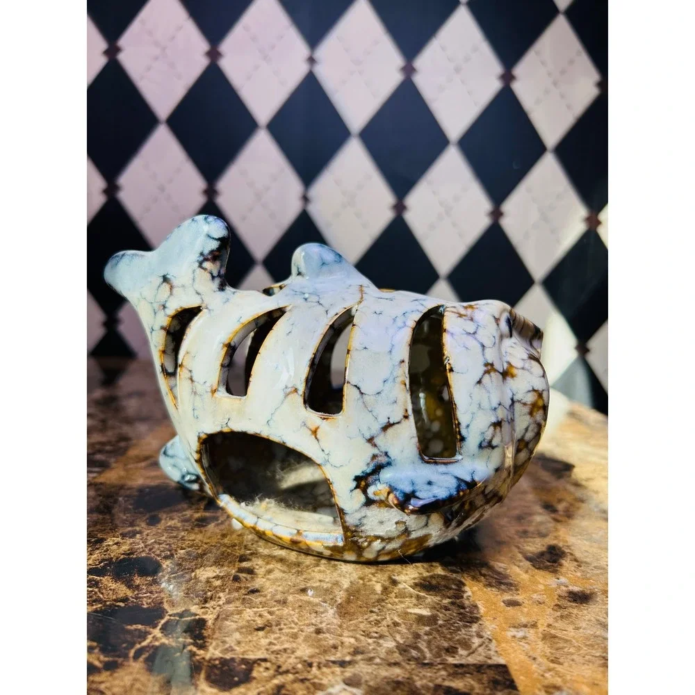 Ceramic Shark Lantern‎ Votive Candle Holder Coastal Nautical Decor